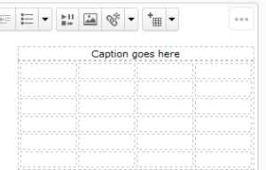 turning on table captions allows you to add text to a newly created row at the top of the table