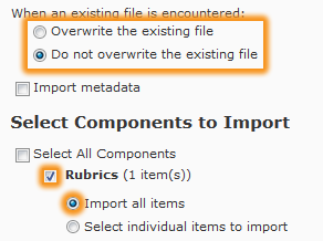 Selected components to import